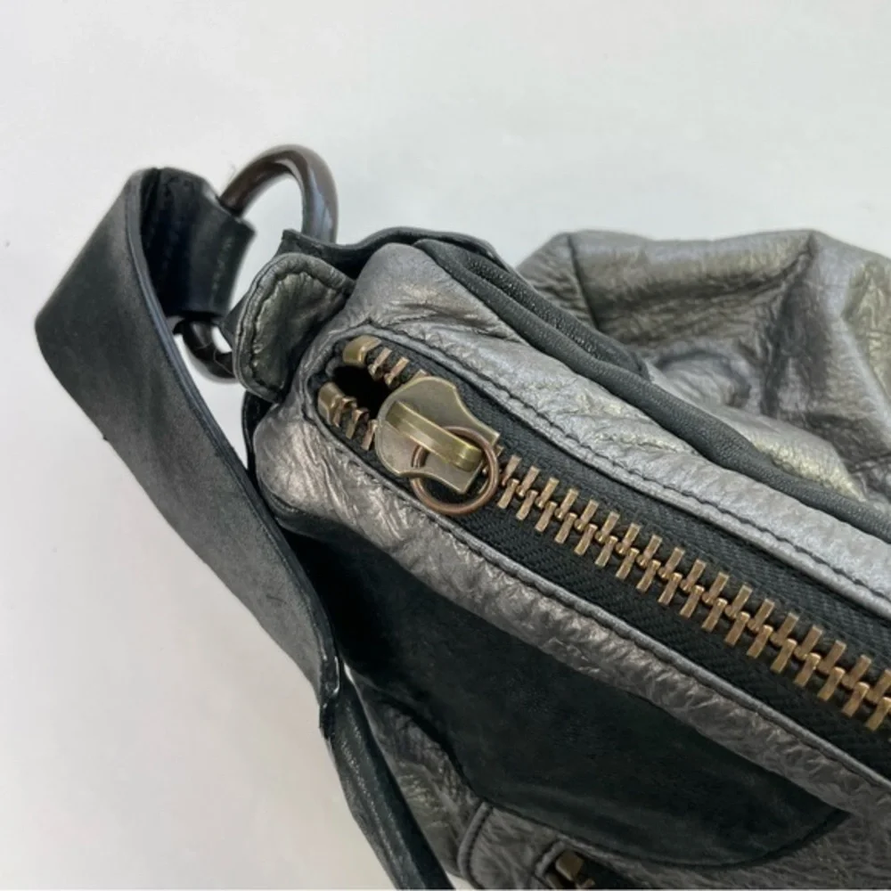 BCBG MAXAZRIA Metallic Silver Pewter Shoulder Bag‎